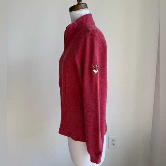 PETER MILLAR RED ZIP UP FLEECE SWEATER FOX PATCH SIZE MEDIUM - Picture 4 of 8